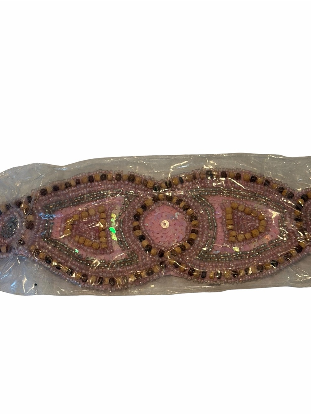 Raj Pink Beaded Belt Sash India Boho Festival Embellished 33”